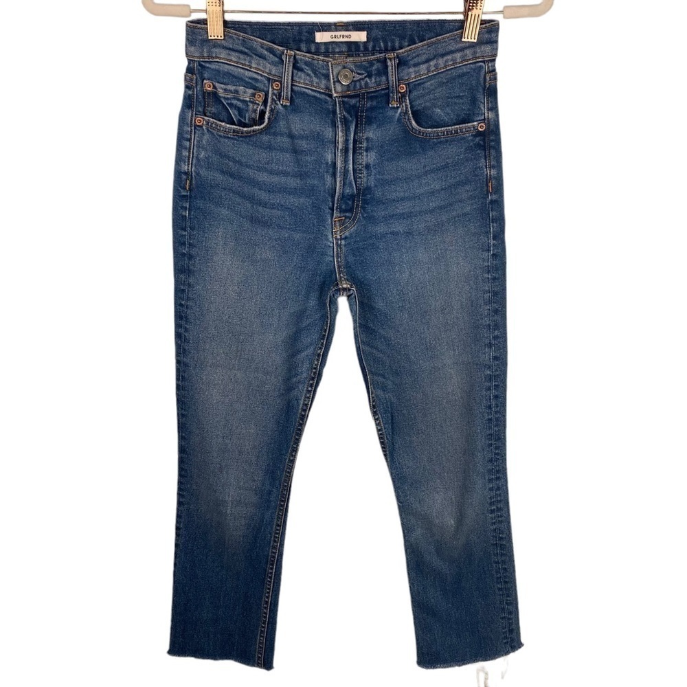 𝅺grlfrnd Grlfrnd Addison Straight Cropped Jeans Sz 25 - Picture 2 of 9